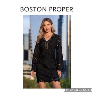 Black lace dress with embellished neckline.  NWT. Size small.